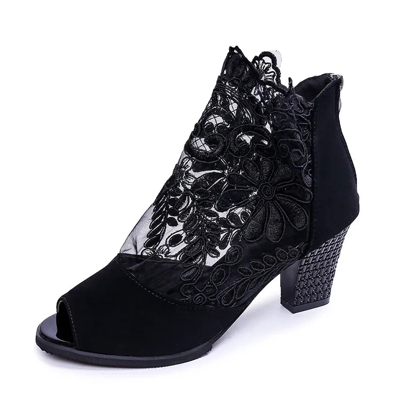 Peep Toe Block Heels Sandals - Tigbul's Variety Fashion Shop