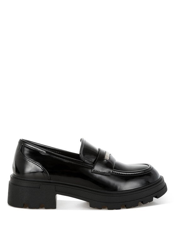 Gleam Stride Faux Leather Chunky Loafers - Tigbul's Variety Fashion Shop