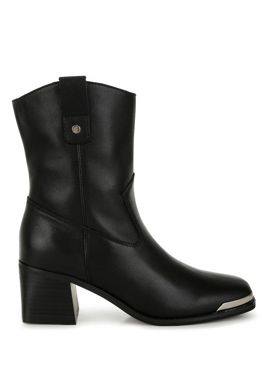 Iliad Genuine Leather Metallic Accent Ankle Boots - Tigbul's Variety Fashion Shop