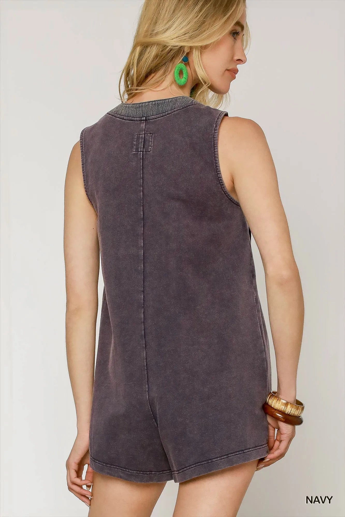 Umgee Tie Front Sleeveless Romper - Tigbul's Variety Fashion Shop