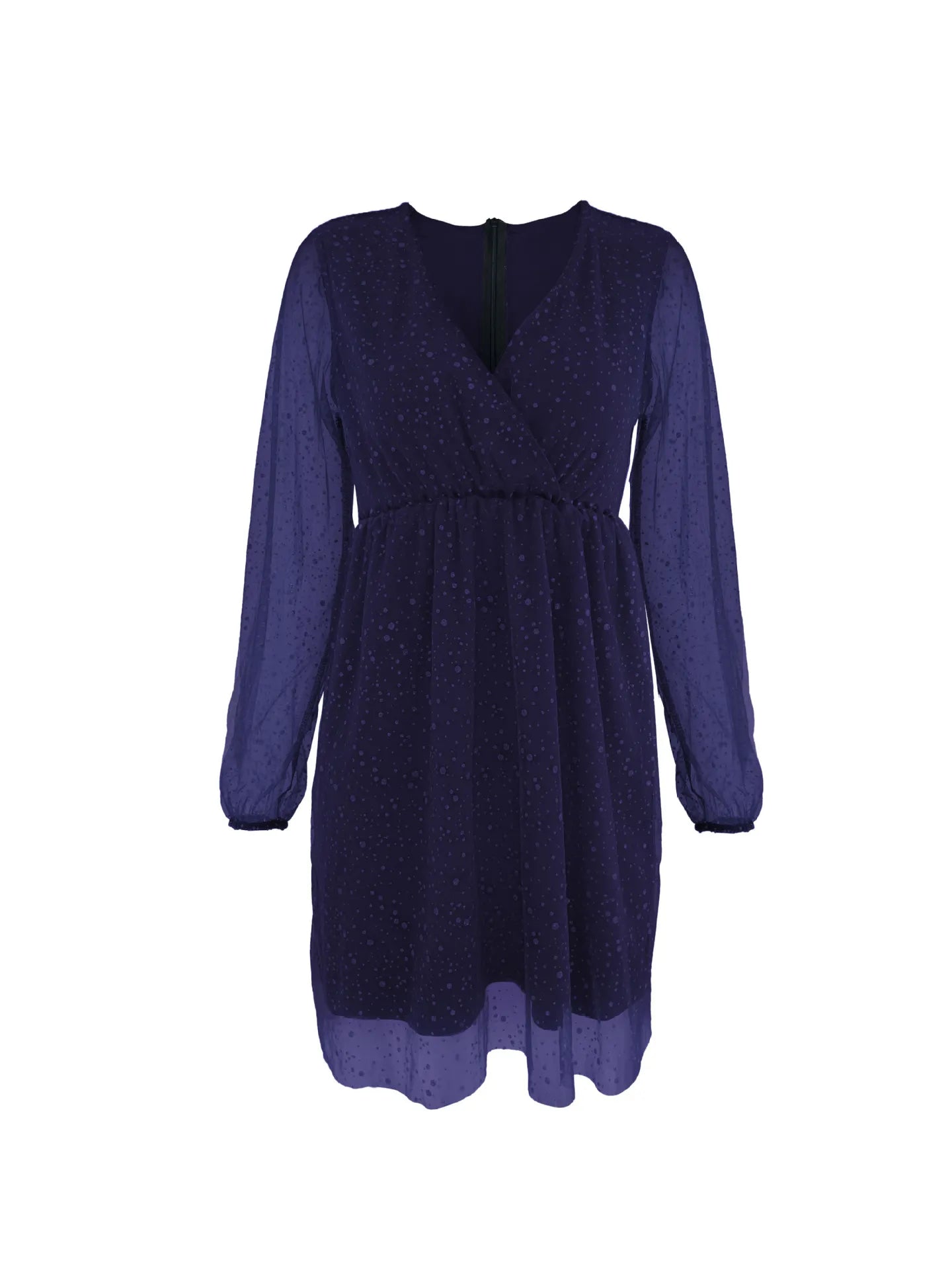 Sparkling Surplice Balloon Sleeve Mini Dress - Tigbul's Variety Fashion Shop