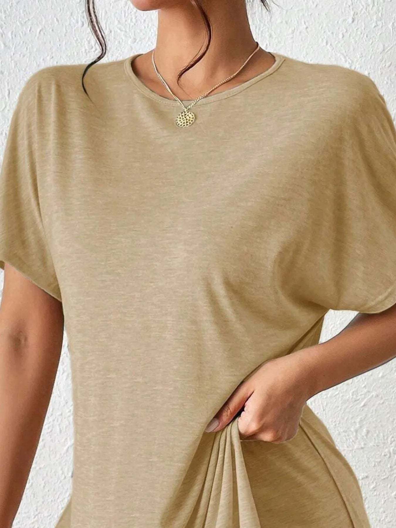 Casual Round Neck T-Shirt and Shorts Set - Tigbul's Variety Fashion Shop