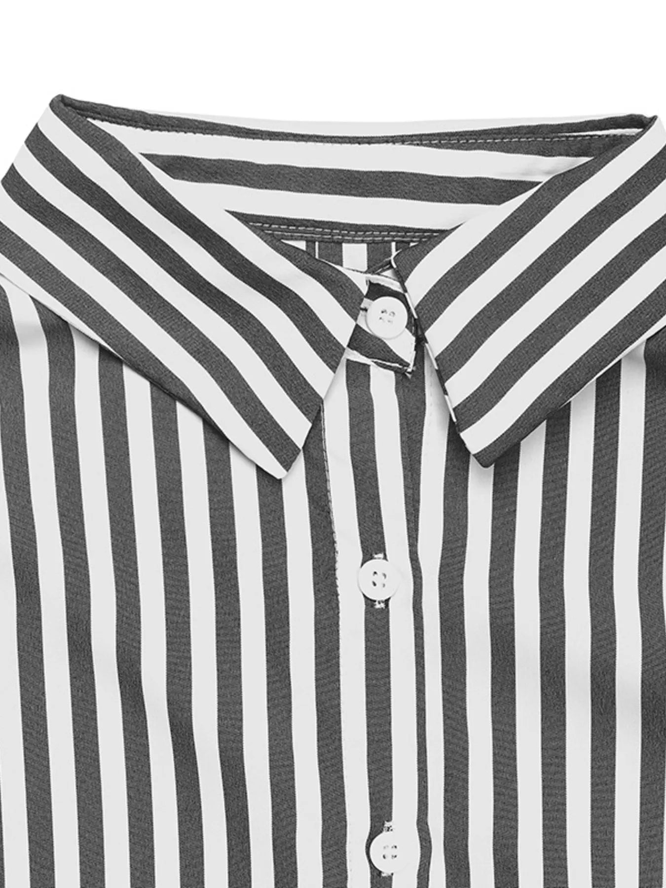 Striped Oversized Button-Up Shirt - Tigbul's Variety Fashion Shop