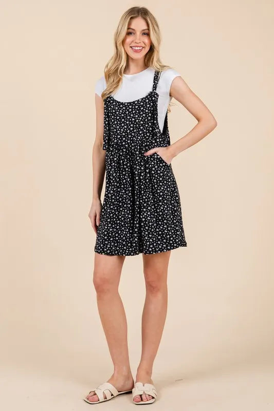 Black Floral Print Overalls with Pockets - Tigbul's Variety Fashion Shop