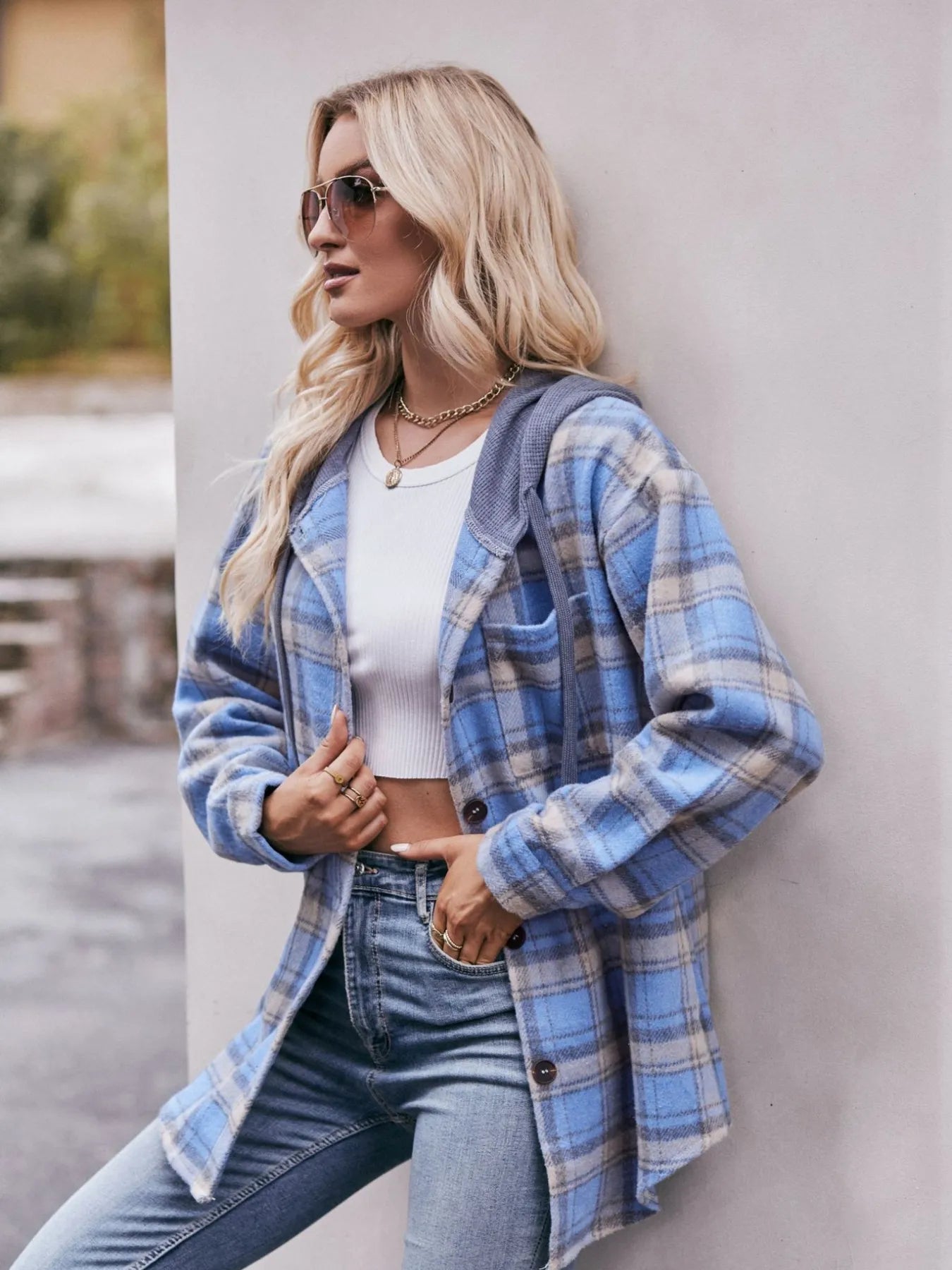 Oversized Plaid Button Up Shacket - Tigbul's Variety Fashion Shop