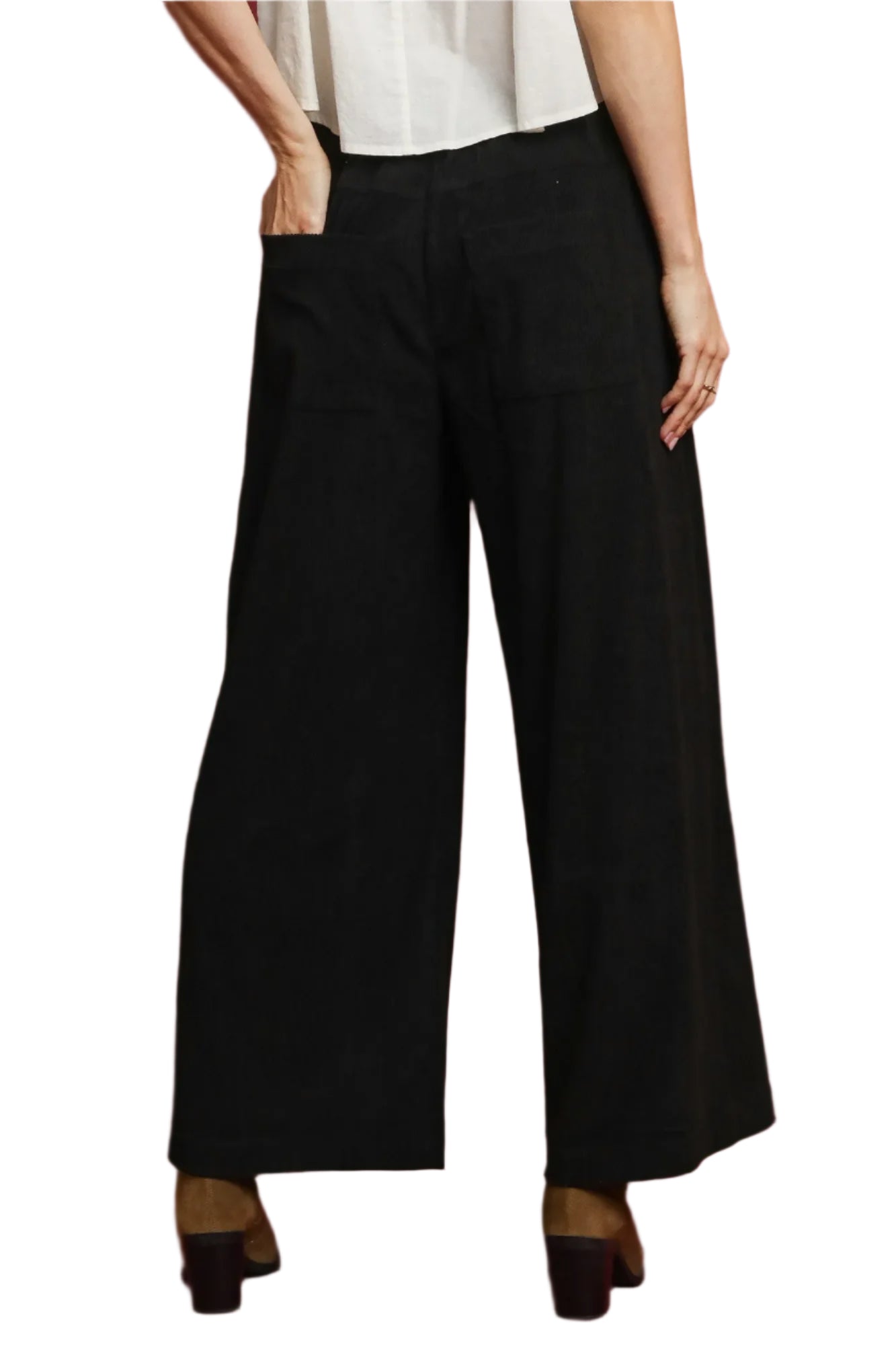 Black Wide-Leg Corduroy Pants - Tigbul's Variety Fashion Shop
