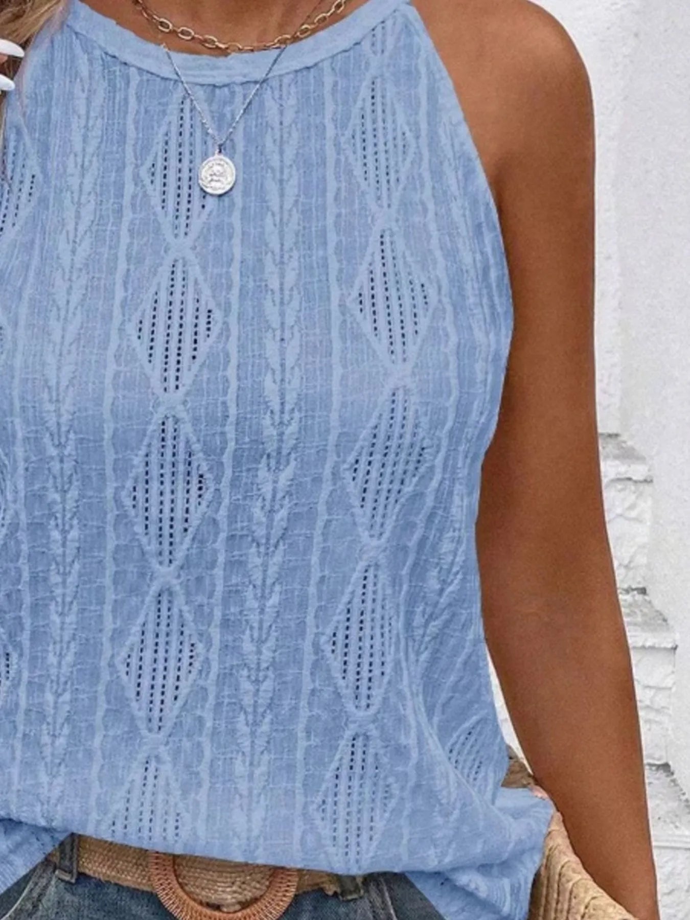 Textured Round Neck Tank - Tigbul's Variety Fashion Shop