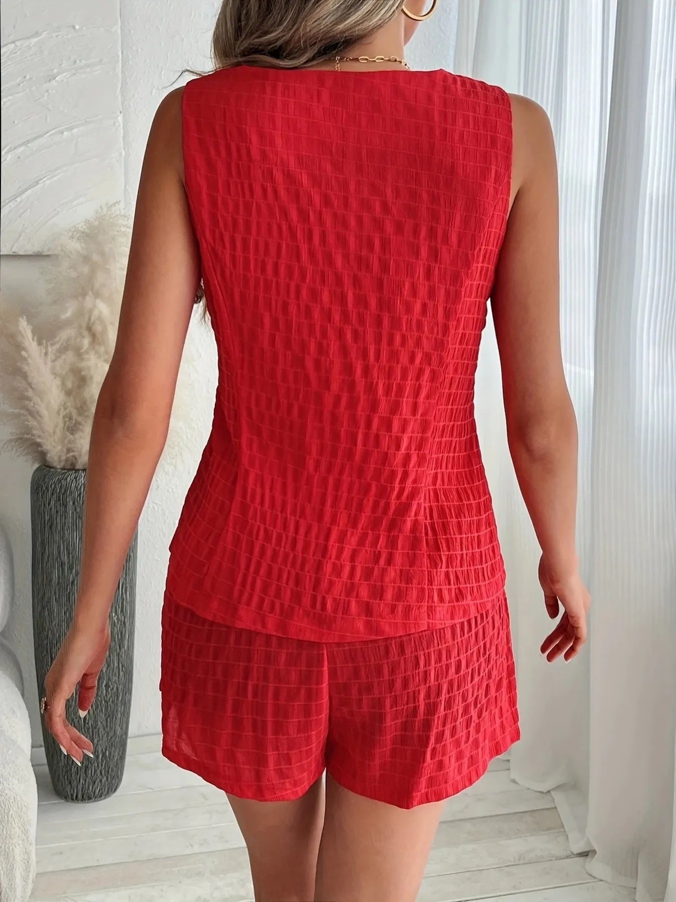 Button-Front Vest and Shorts Set - Tigbul's Variety Fashion Shop