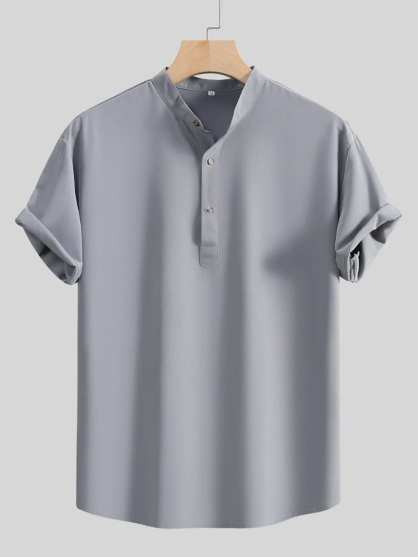 Men's Button Detail Short Sleeve Blouse - Tigbul's Variety Fashion Shop