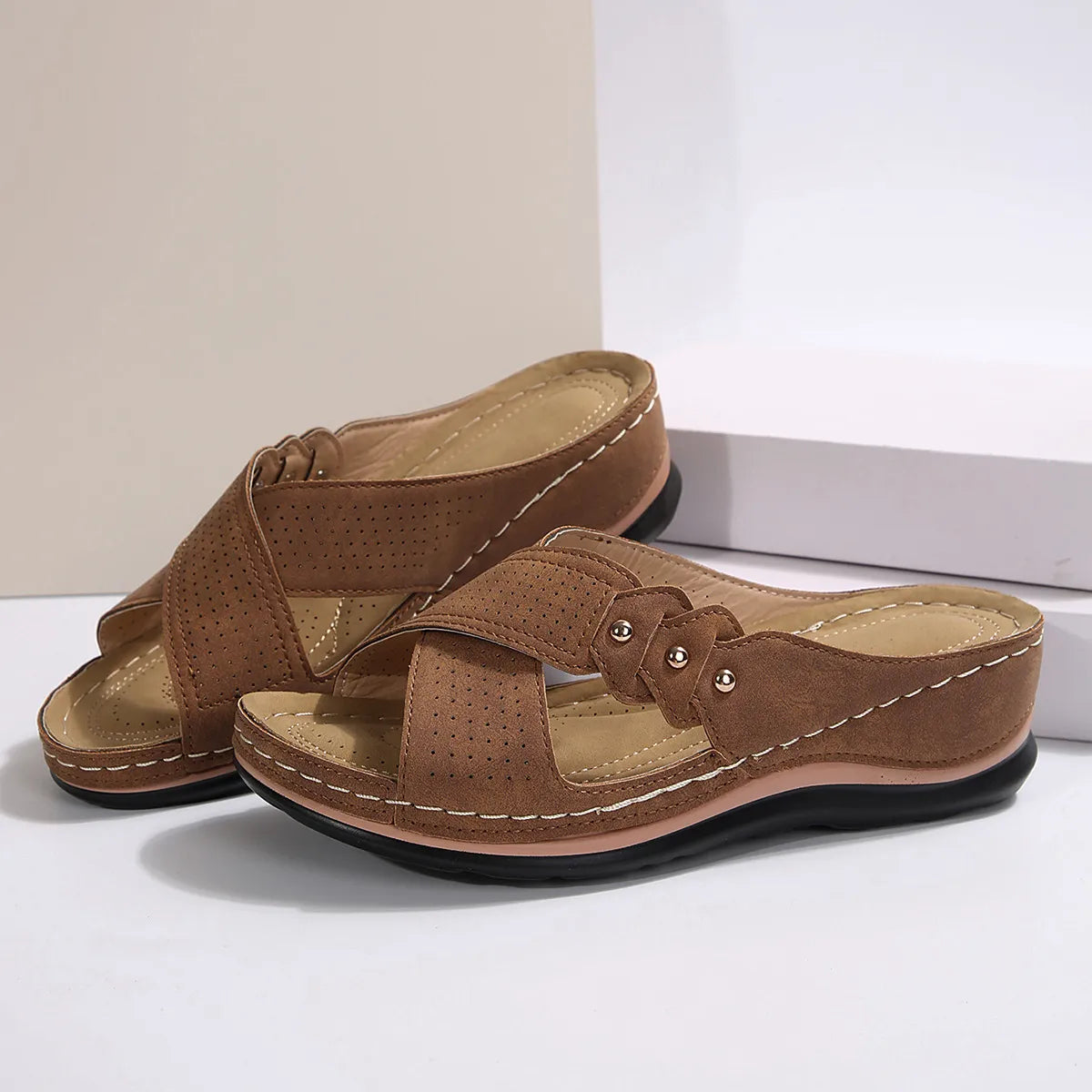 Crisscross Open Toe Wedge Sandals - Tigbul's Variety Fashion Shop