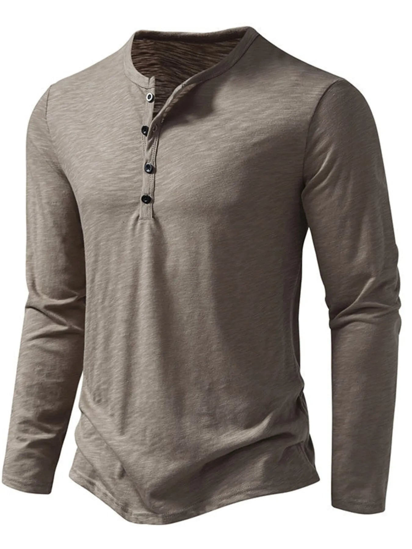 Men's Button Detail Long Sleeve T-Shirt - Tigbul's Variety Fashion Shop