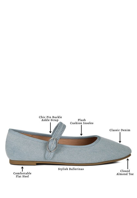 Iker Classic Denim Pin Buckle Ballerinas - Tigbul's Variety Fashion Shop