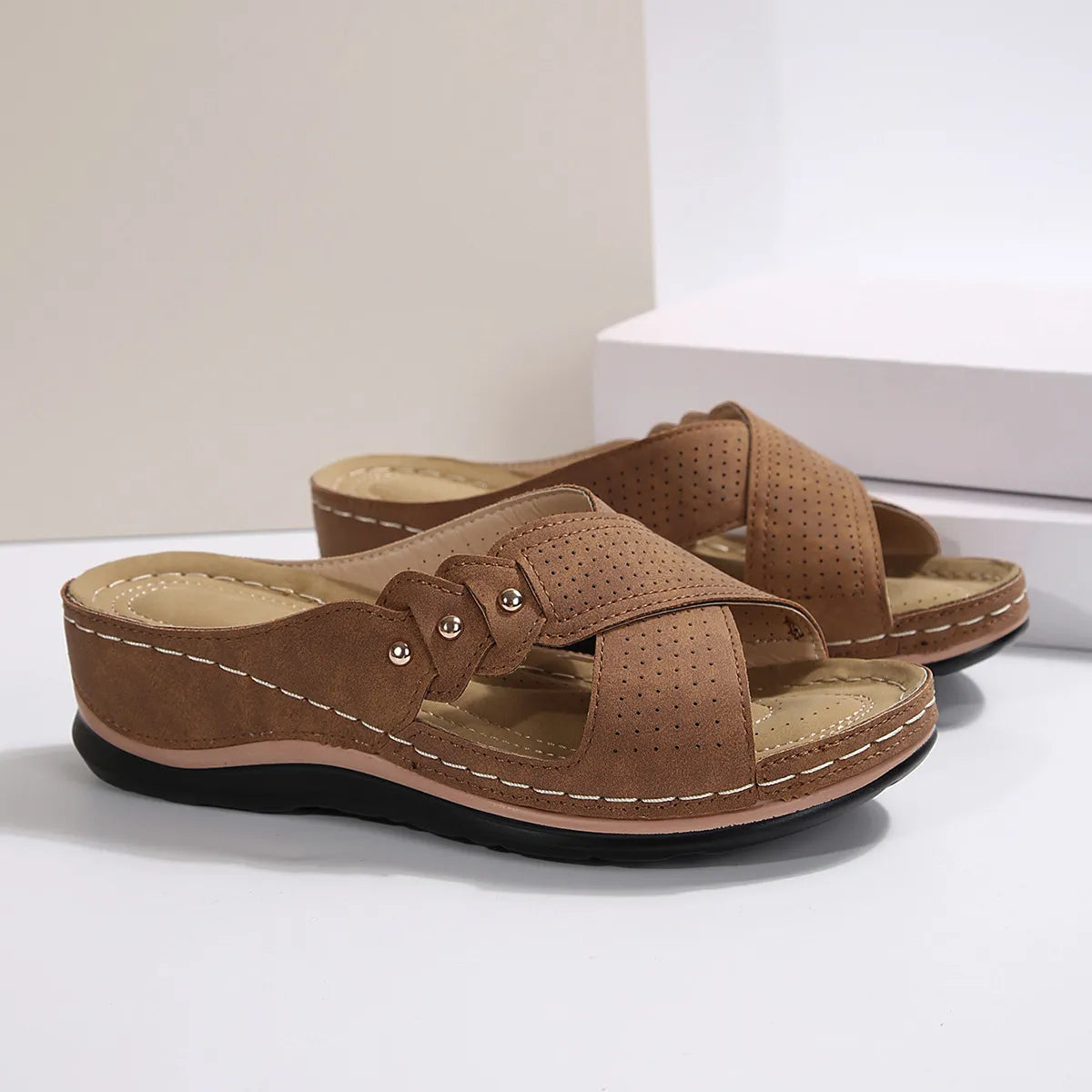 Crisscross Open Toe Wedge Sandals - Tigbul's Variety Fashion Shop
