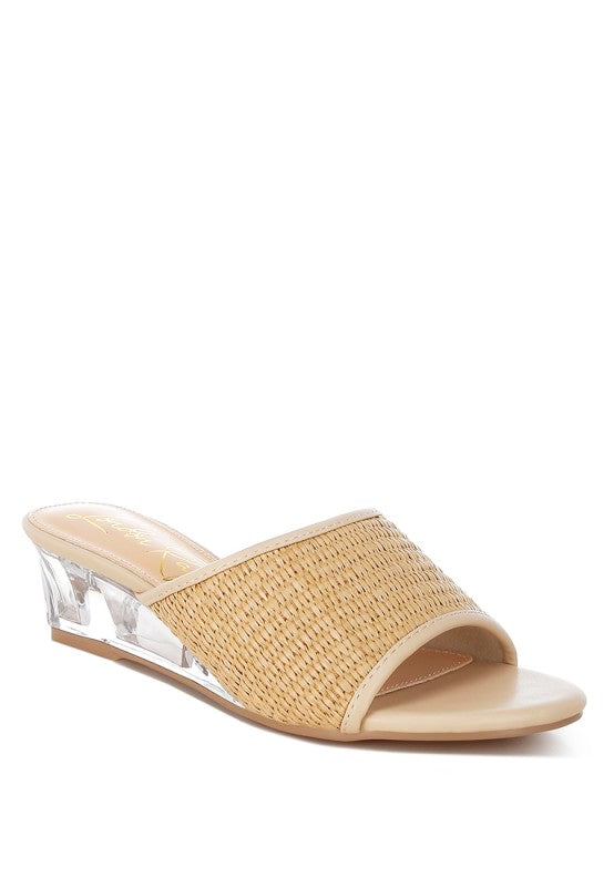 Osminda Raffia Clear Heel Wedge Sandals - Tigbul's Variety Fashion Shop