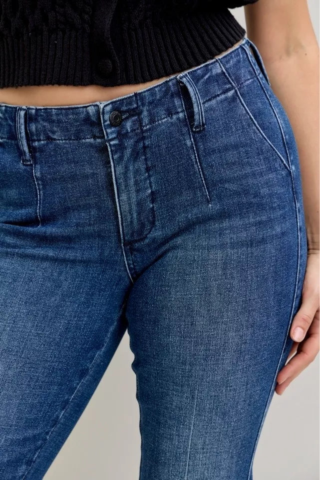 Judy Blue Full Size Mid Rise Bootcut Jeans with Welt Pockets Plus Size - Tigbul's Variety Fashion Shop
