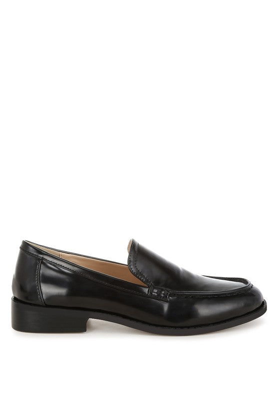 Corleone Pleather Stacked Heel Loafers - Tigbul's Variety Fashion Shop