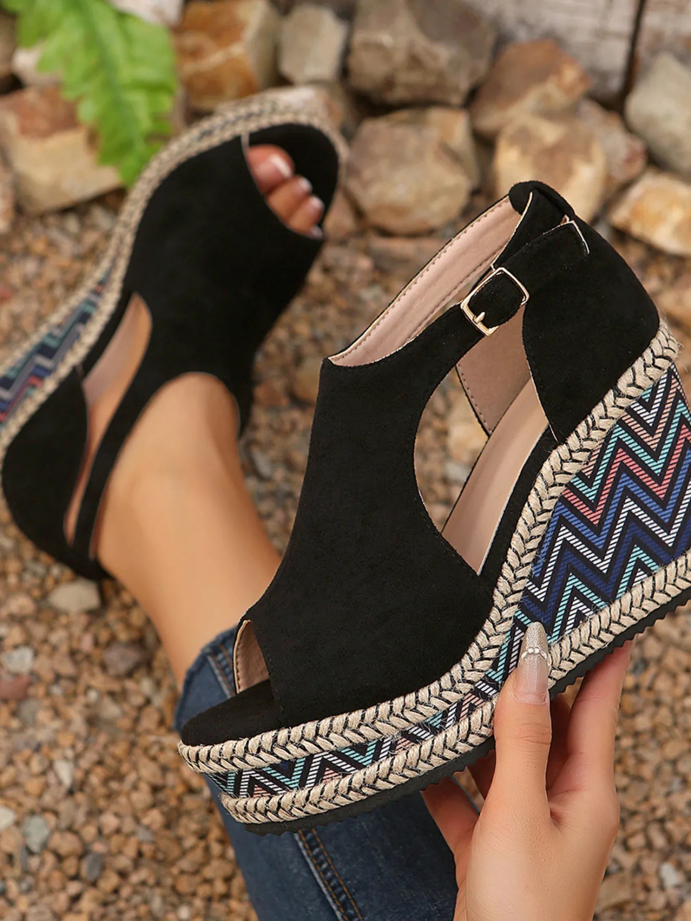 Cutout Platform Wedge Sandals - Tigbul's Variety Fashion Shop