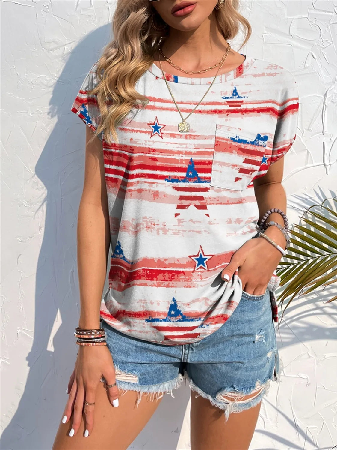 Printed Round Neck Short Sleeve T-Shirt - Tigbul's Variety Fashion Shop