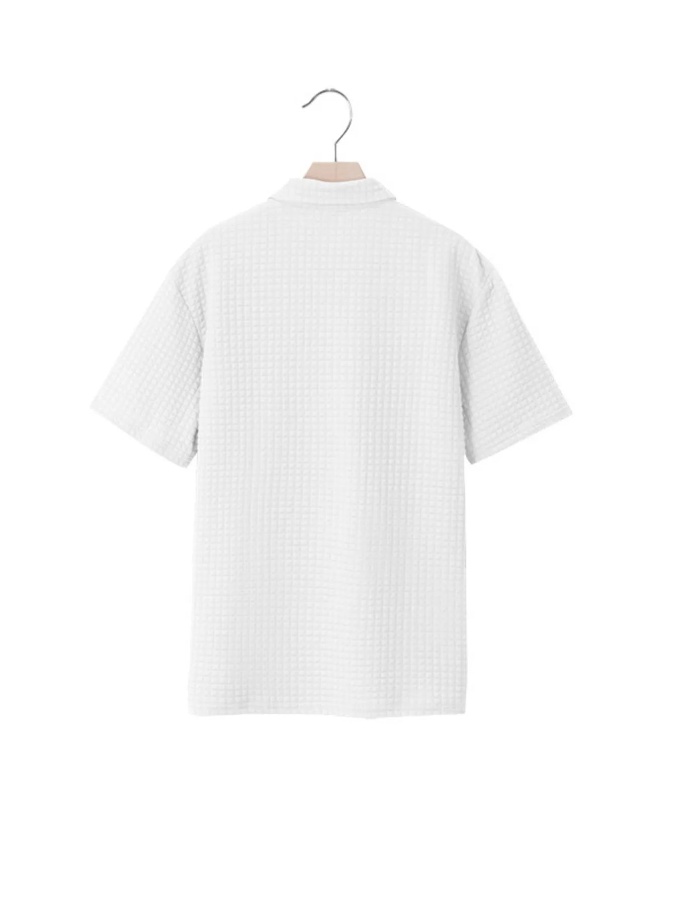 Men's Full Size Waffle Short Sleeve Polo with Zipper Detail Plus Size - Tigbul's Variety Fashion Shop