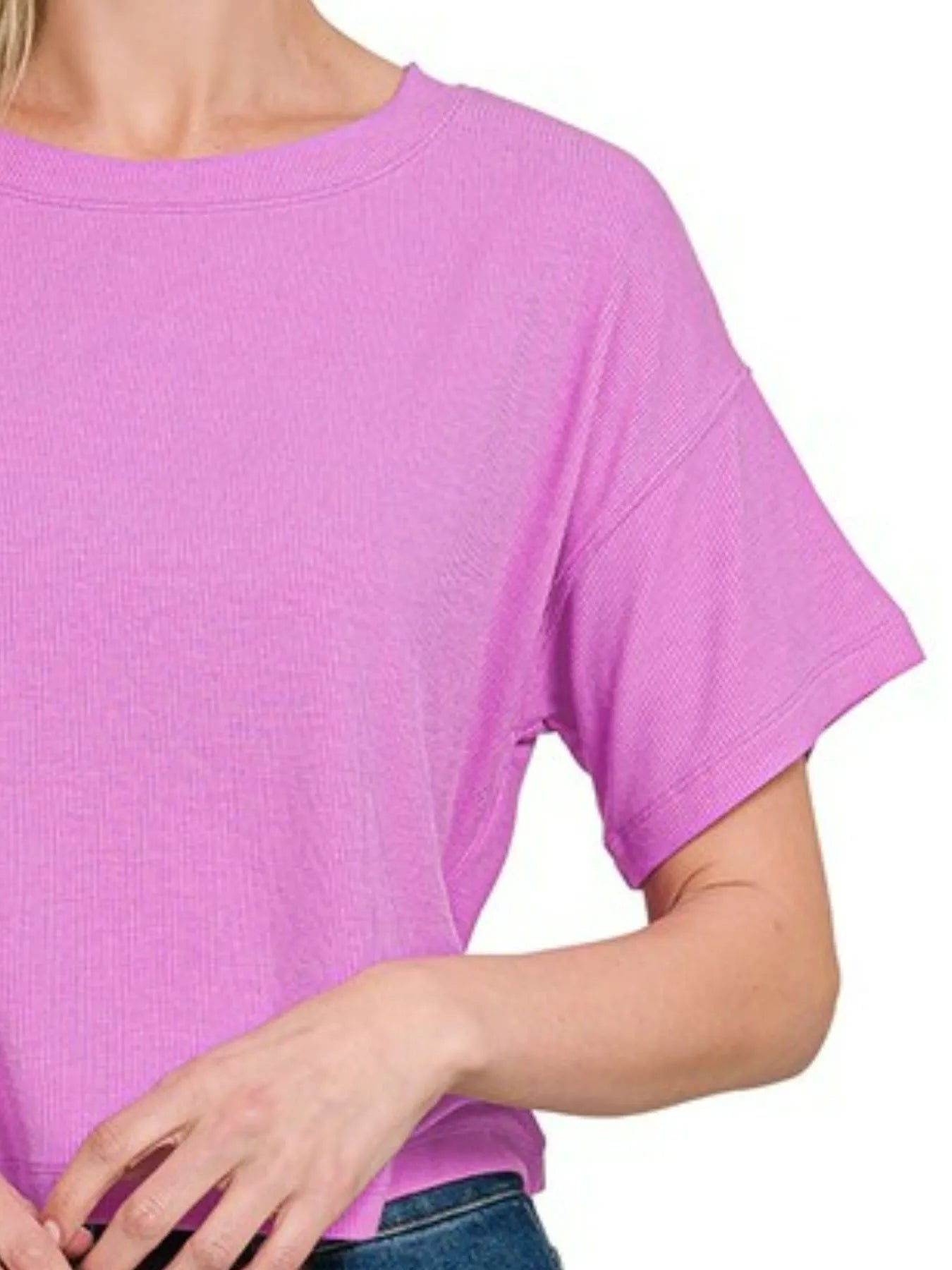 Zenana Ribbed Round-Neck Crop T-Shirt - Tigbul's Variety Fashion Shop