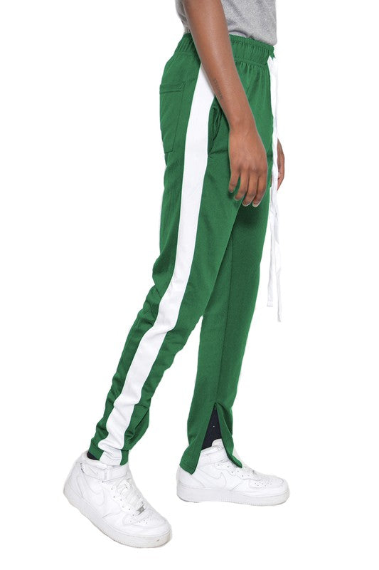 Men's Track Pants with Ankle Zipper and a Solid Side Stripe - Tigbuls Variety Fashion