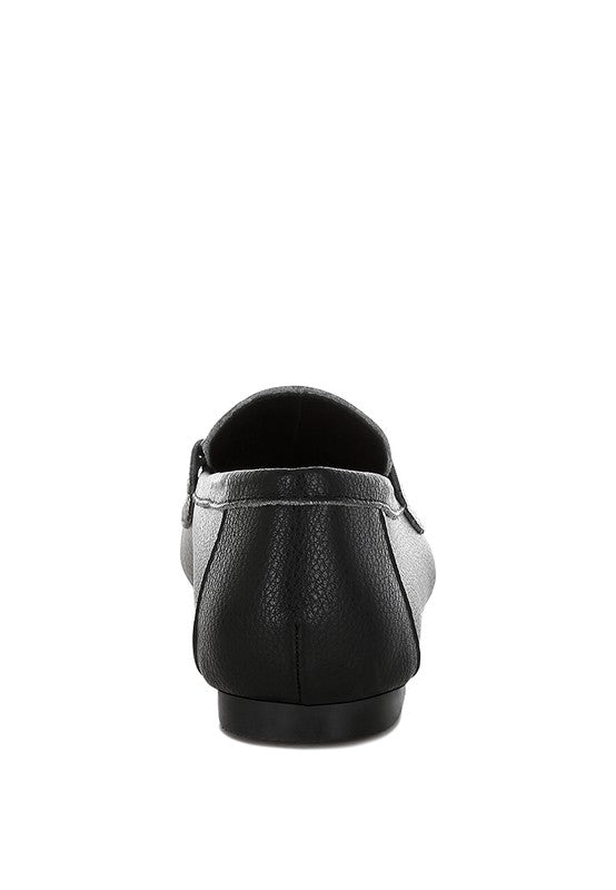 Modaha Horsebit & Embellished Real Black Leather Loafers - Tigbul's Variety Fashion Shop