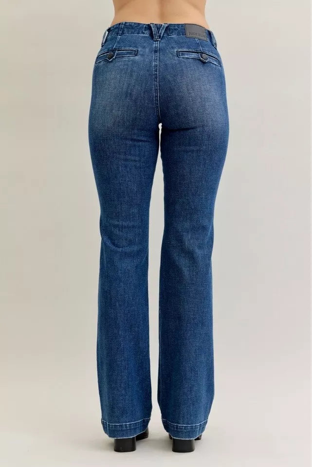 Judy Blue Full Size Mid Rise Bootcut Jeans with Welt Pockets Plus Size - Tigbul's Variety Fashion Shop