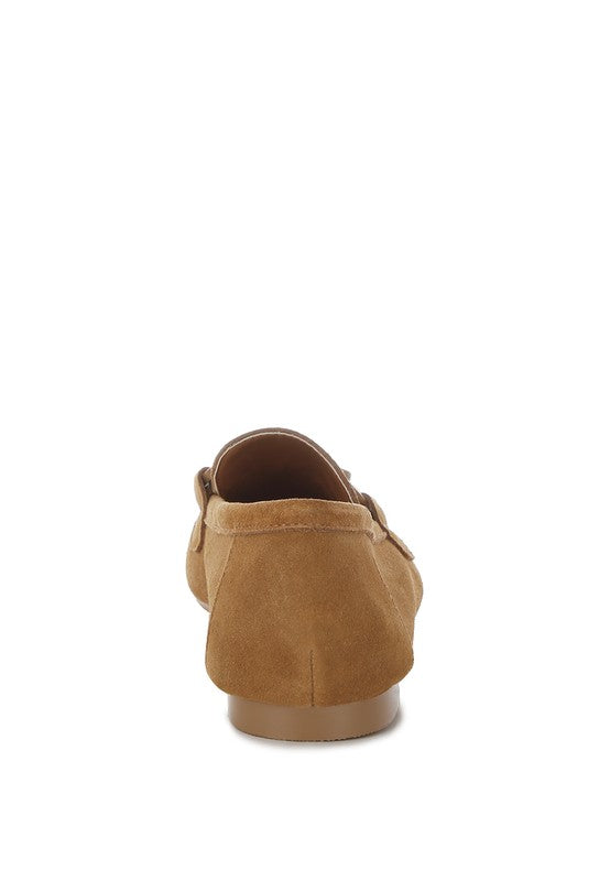 Awen Monochromatic Horsebit Real Suede Loafers - Tigbul's Variety Fashion Shop