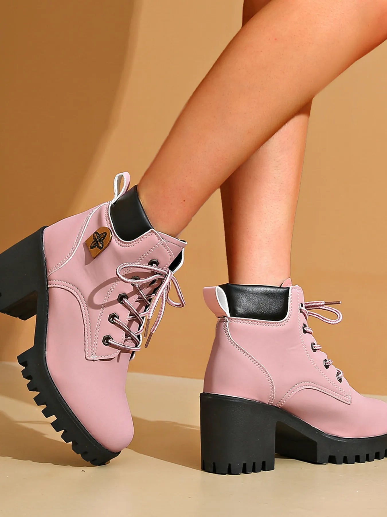 Lace Up Block Heel Boots - Tigbul's Variety Fashion Shop