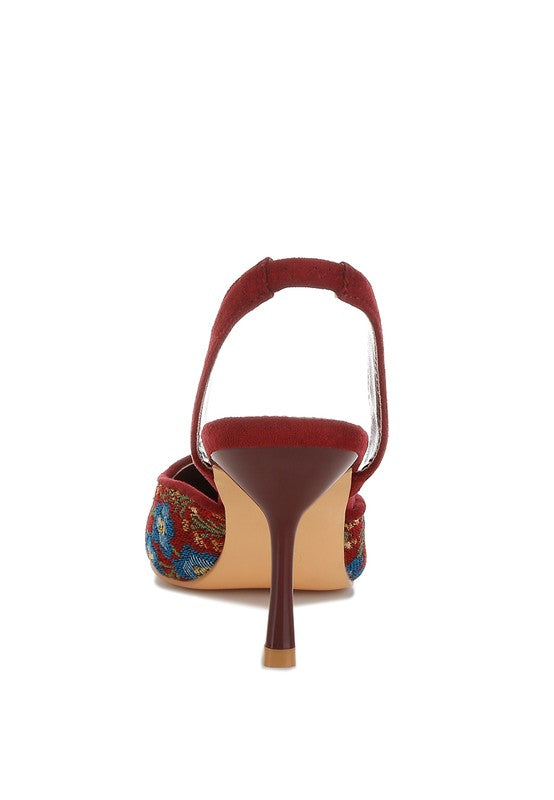 Miraya Embroidered Buckle Detail Stiletto Heels - Tigbul's Variety Fashion Shop