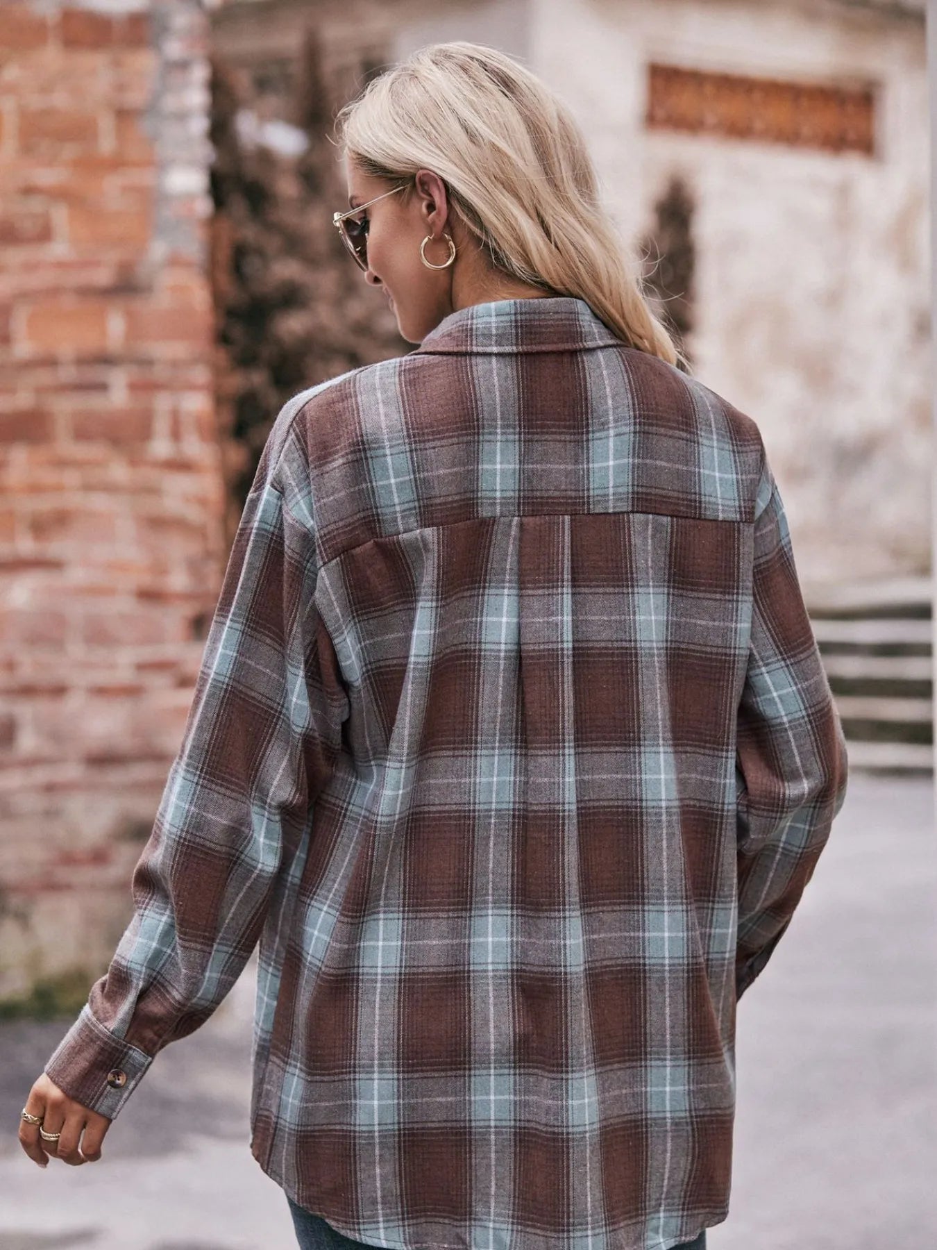 Plaid Button-Down Long Sleeve Shirt - Tigbul's Variety Fashion Shop