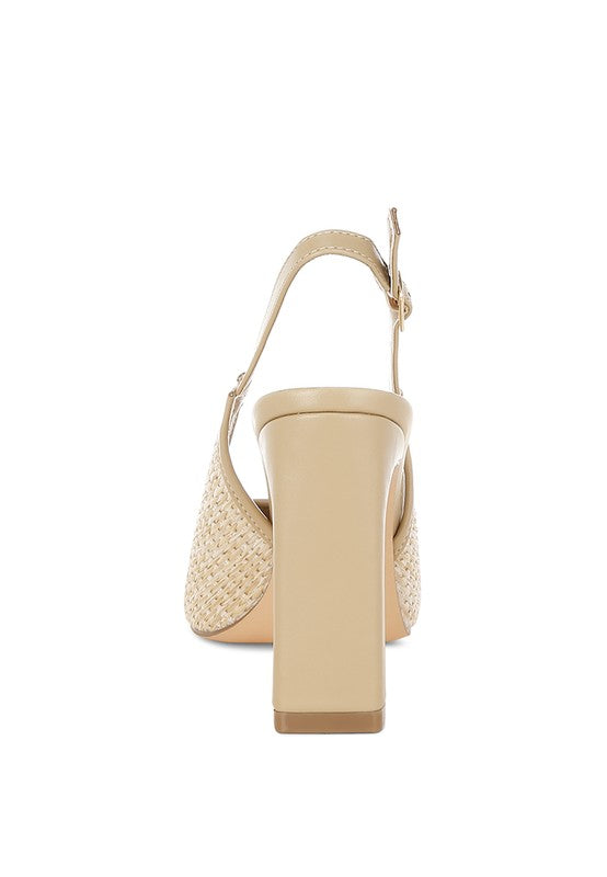 Alzbeta Raffia Pointy Toe Slingback Pumps - Tigbul's Variety Fashion Shop