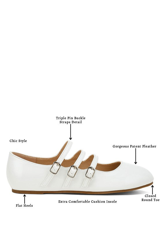 Macarina Triple Strap Mary Jane Ballerinas - Tigbul's Variety Fashion Shop