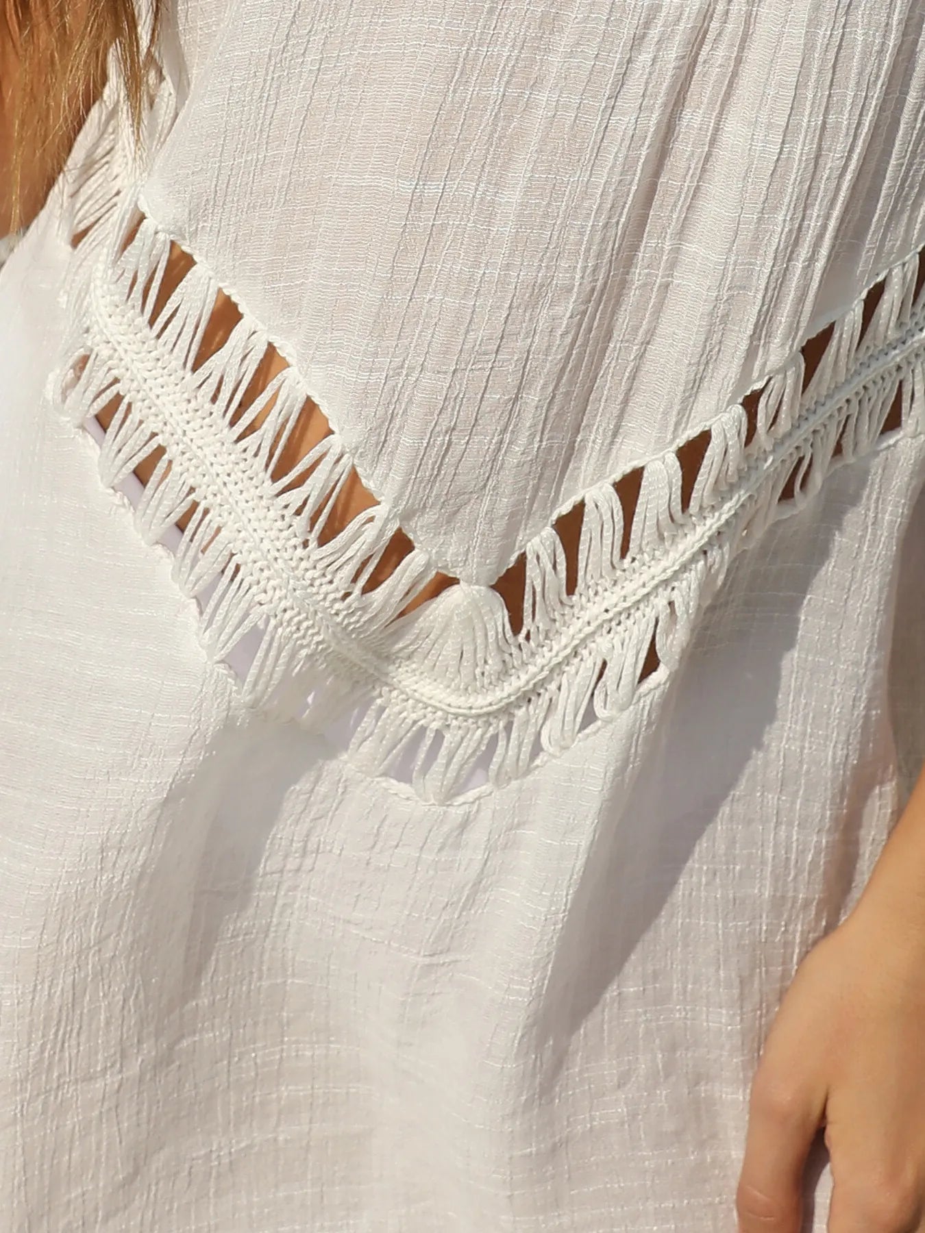 Crochet Detail Beach Cover Up Dress - Tigbul's Variety Fashion Shop