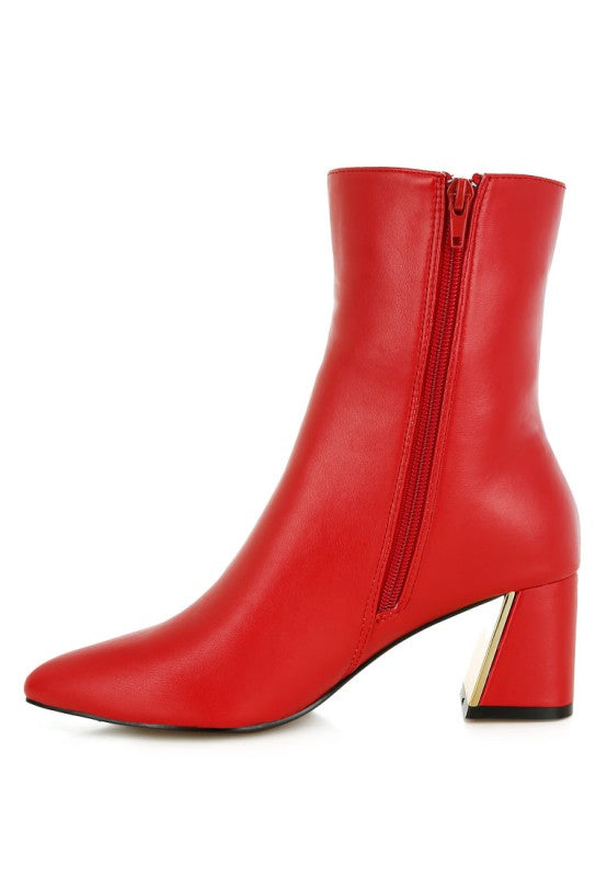 Kaira Metallic Accent Heel High Ankle Boots - Tigbul's Variety Fashion Shop