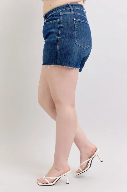 Judy Blue Plus Size High Waist Criss-Cross Waistband Denim Shorts - Tigbul's Variety Fashion Shop