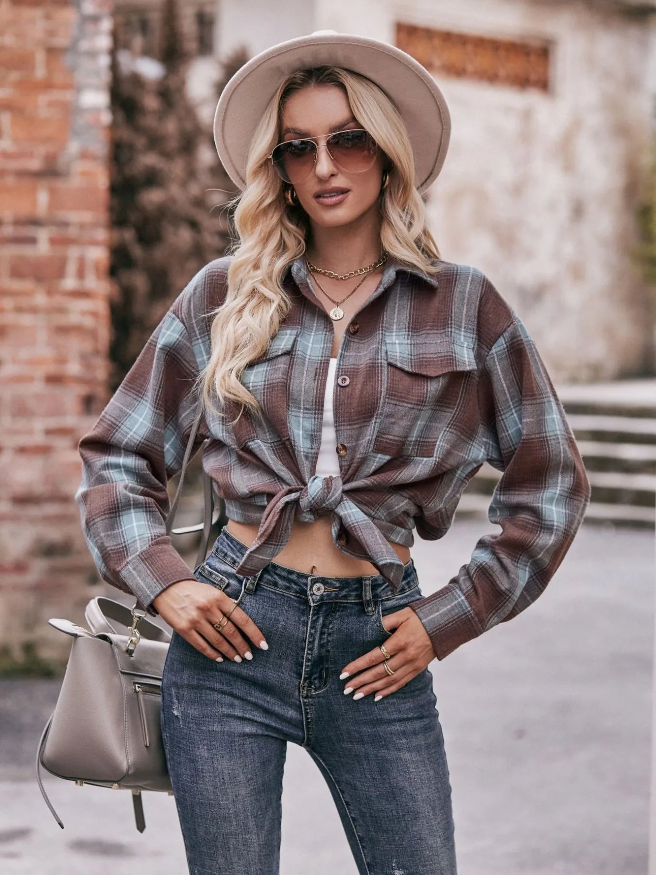 Plaid Button-Down Long Sleeve Shirt - Tigbul's Variety Fashion Shop