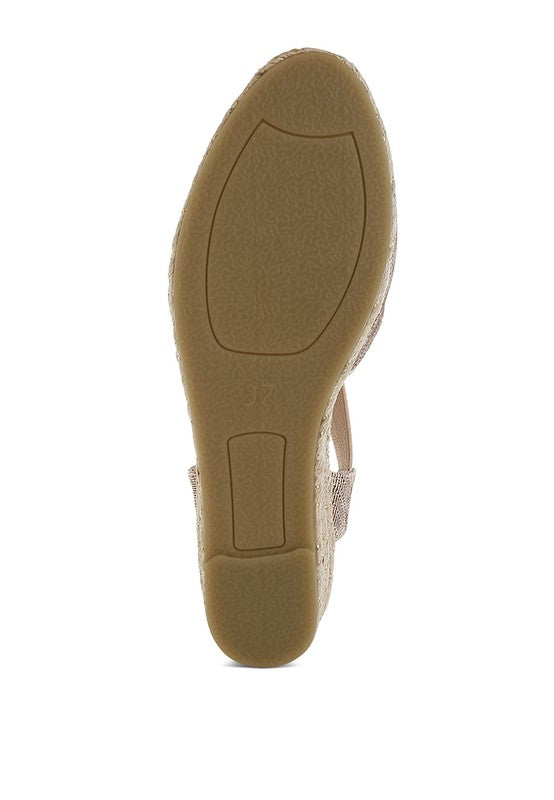 Port Side Metallic Woven Espadrille Wedges - Tigbul's Variety Fashion Shop