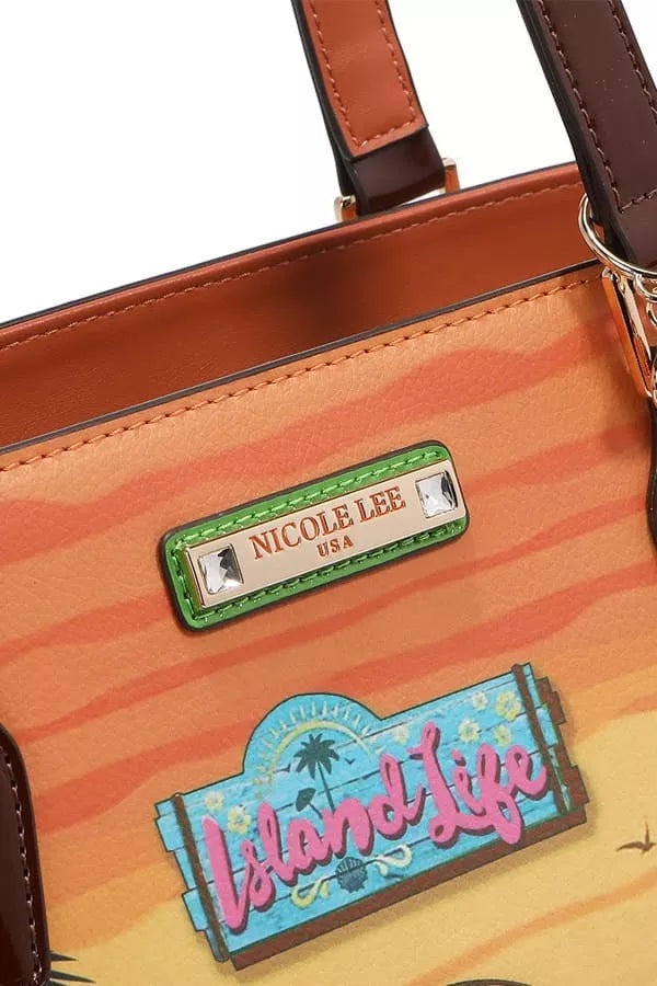 Nicole Lee USA Tropical Beach House Print Shopper Bag - Tigbul's Variety Fashion Shop