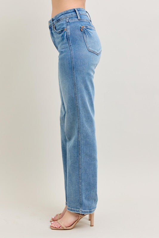 Judy Blue Full Size Tummy Control Vintage Wash Straight Jeans Plus Size - Tigbul's Variety Fashion Shop