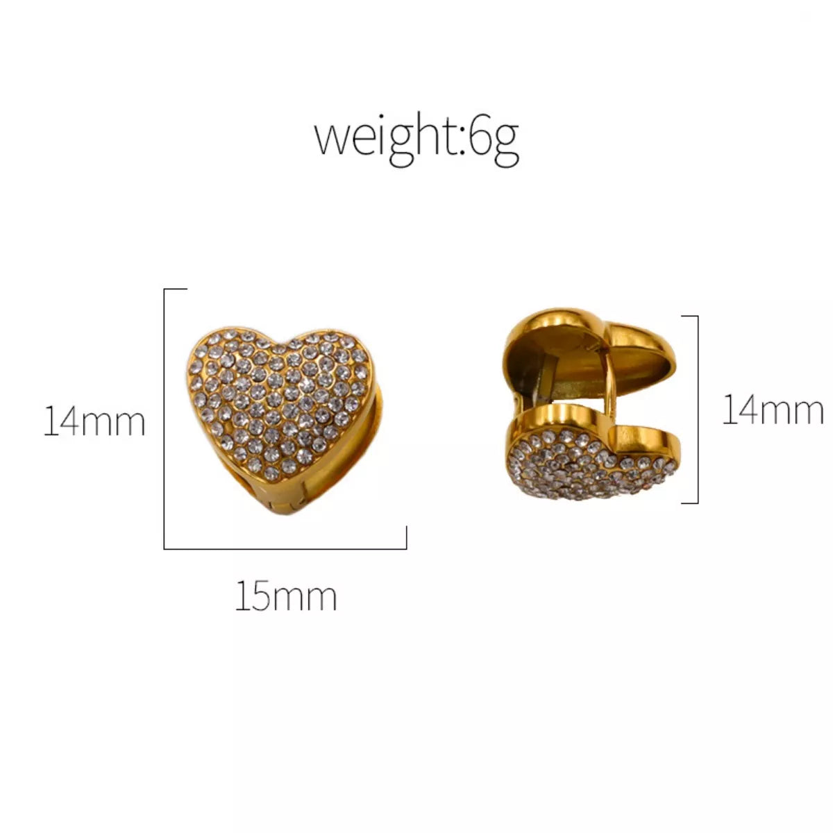 Gold Color Heart-Shaped Stud Earrings | Tigbuls Variety Fashion