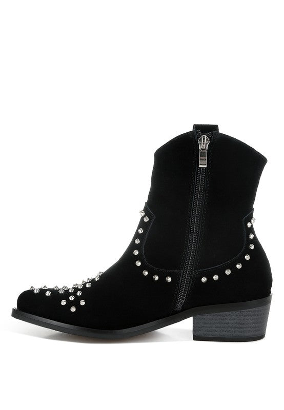 Hira Studs Embellished Cowboy Boots - Tigbul's Variety Fashion Shop