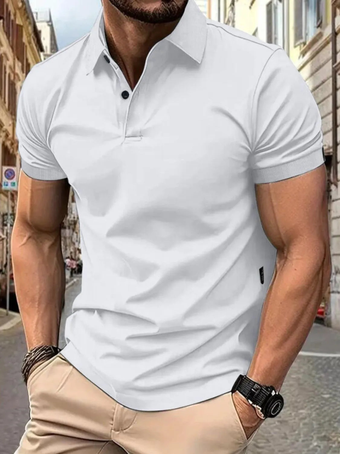 Men's Full Size Button Detail Short Sleeve Polo Plus Size - Tigbul's Variety Fashion Shop