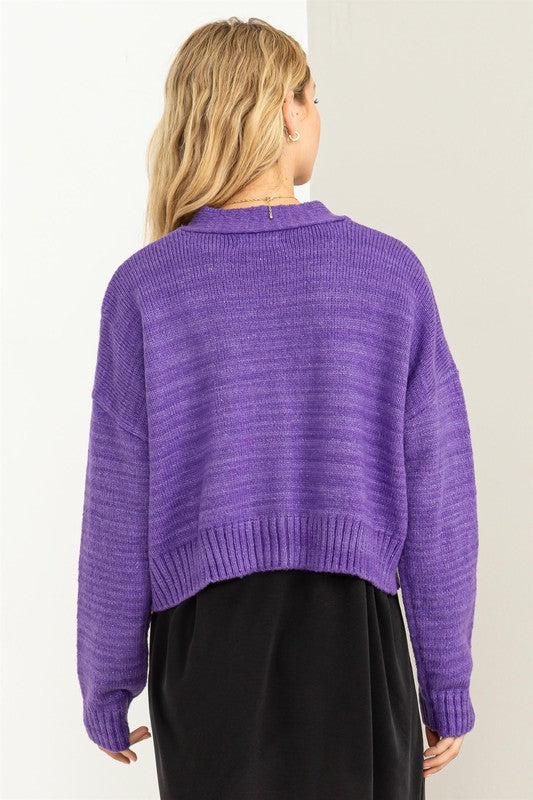 Button Front Cropped Cardigan Sweater - Tigbul's Variety Fashion Shop