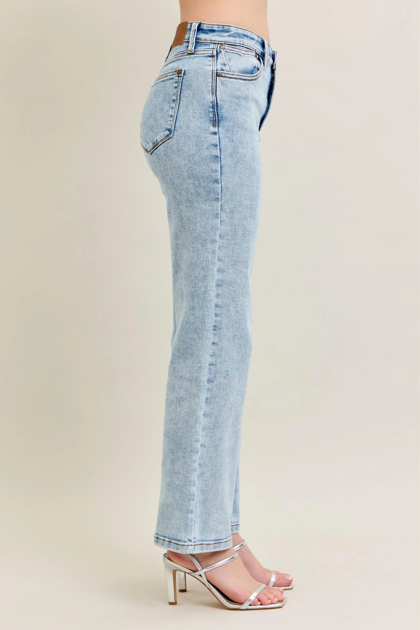 Judy Blue Full Size High Waist Stone Wash Straight Jeans Plus Size - Tigbul's Variety Fashion Shop
