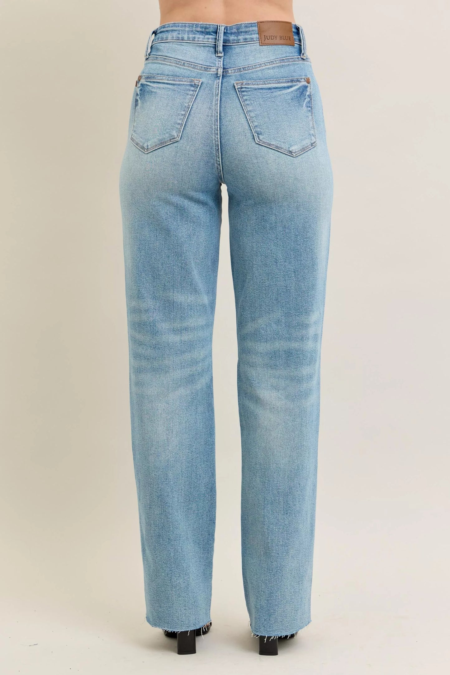 Judy Blue Full Size High Waist Rigid Magic Star Shaped Destroy 90's Straight Jeans Plus Size - Tigbul's Variety Fashion Shop