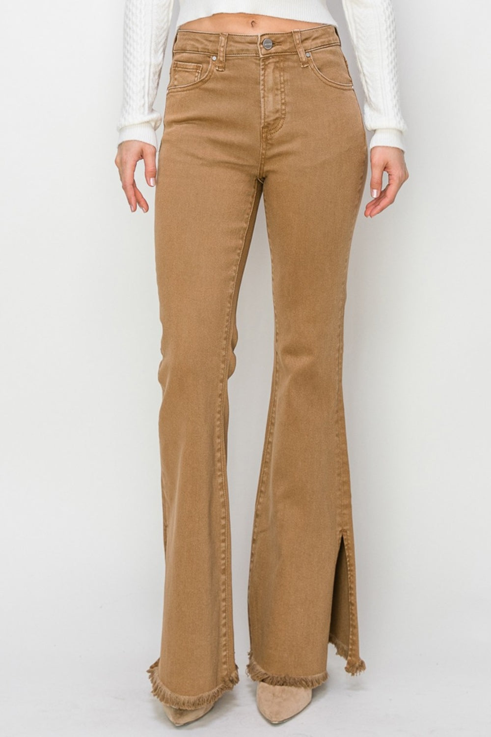 RISEN Bailey Full Size High Waist Side Slit Flare Jeans - Tigbul's Variety Fashion Shop
