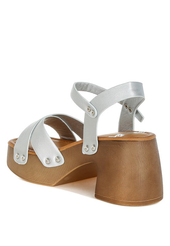 Morasa Metallic Pleather Clog Sandals - Tigbul's Variety Fashion Shop