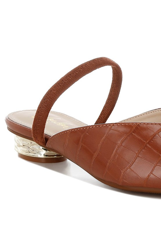 Renata Fantasy Heel Croco Mules - Tigbul's Variety Fashion Shop