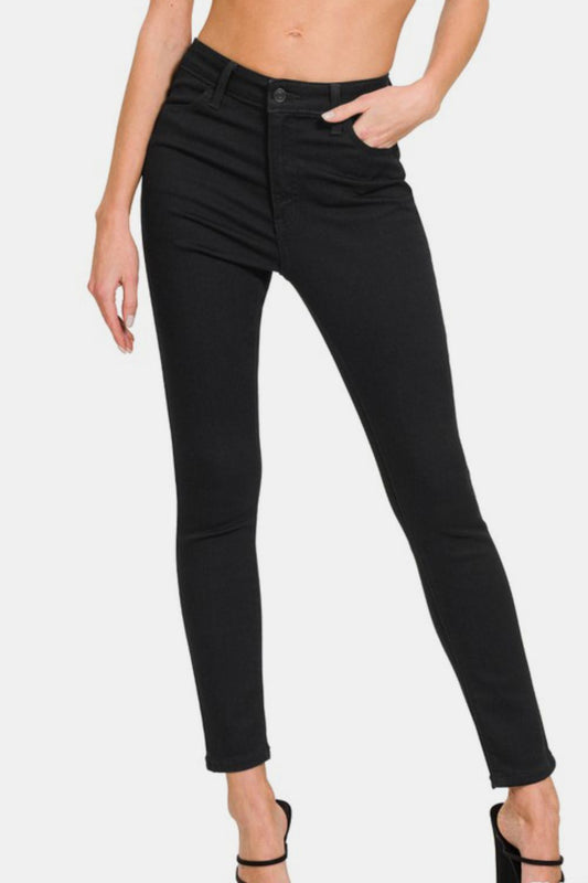 Black High Rise Skinny Jeans with Pockets - Tigbul's Variety Fashion Shop